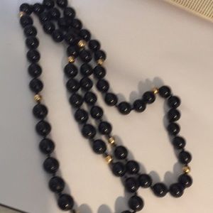 Onyx & 14k bead necklace